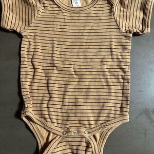 Kate Quinn Striped Tan Baby Onesie